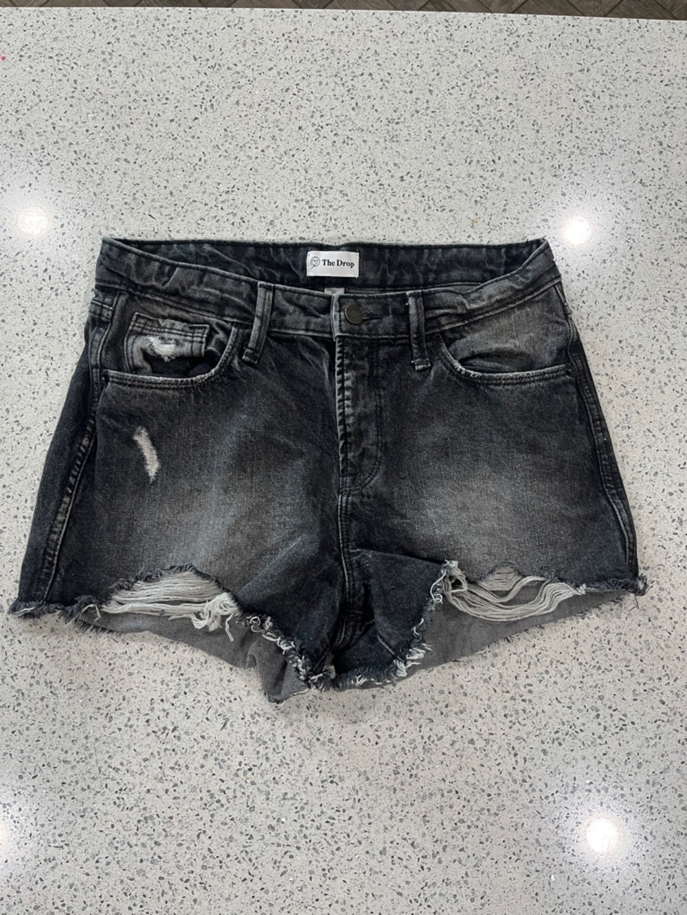 The Drop Distressed Denim Shorts